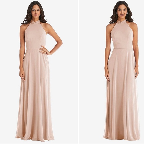 After Six High Neck Halter Backless Maxi‎ Dress Size 16 - Picture 3 of 11